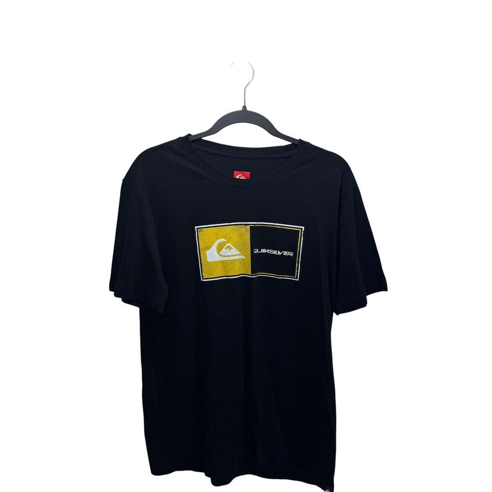 Quiksilver Mens Black Graphic Logo T-Shirt Short Sleeve Cotton Size M RN169009